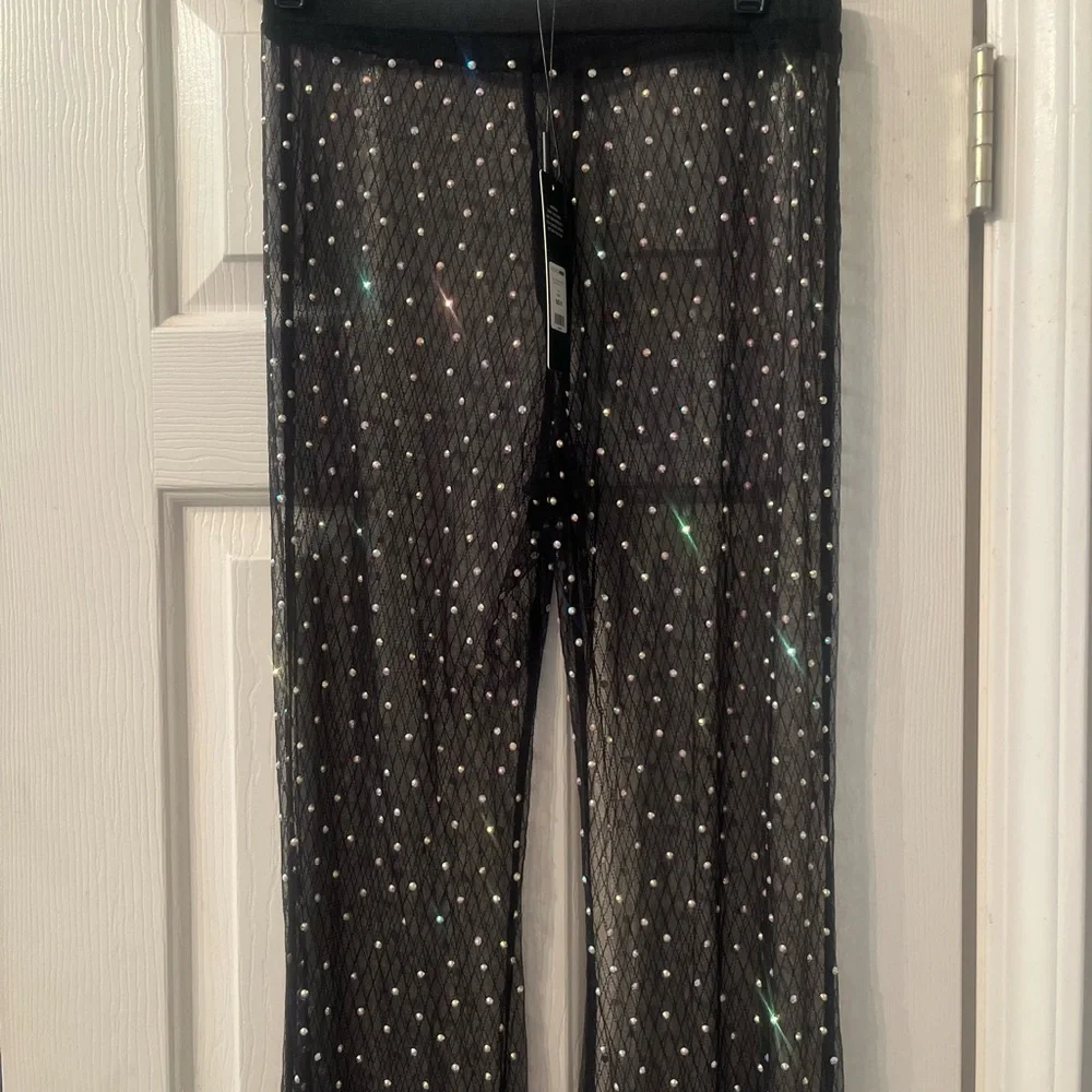 Mesh Pants with Rhinestone - Picture 3 of 3